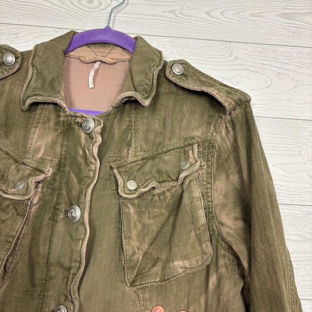 Free People Not Your Brother’s Military Style Jacket Size Small Olive Khaki Moss - Picture 6 of 16